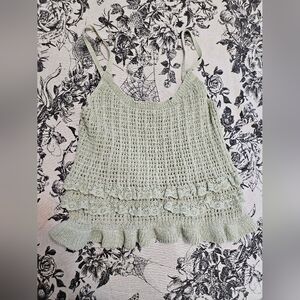 Dolls Kill Light Green Crochet Shirt
